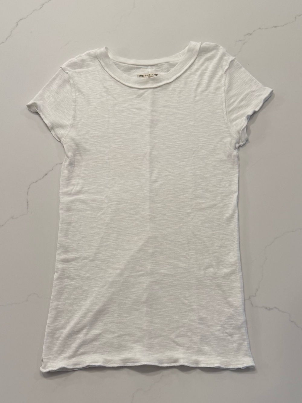 Free People We The Free White Crewneck T-Shirt, Cotton Modal Blend, Size L